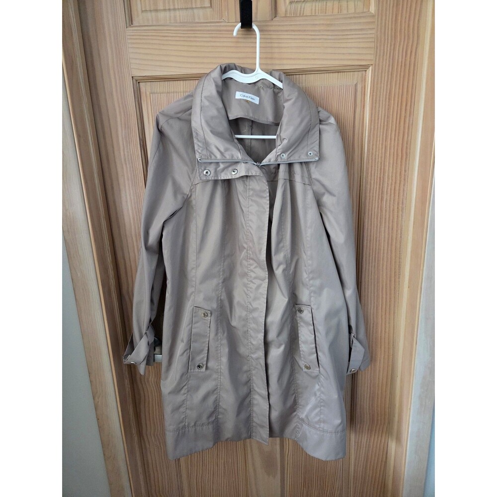 Calvin Klein Women's Overcoat Tan Trench Coat XL